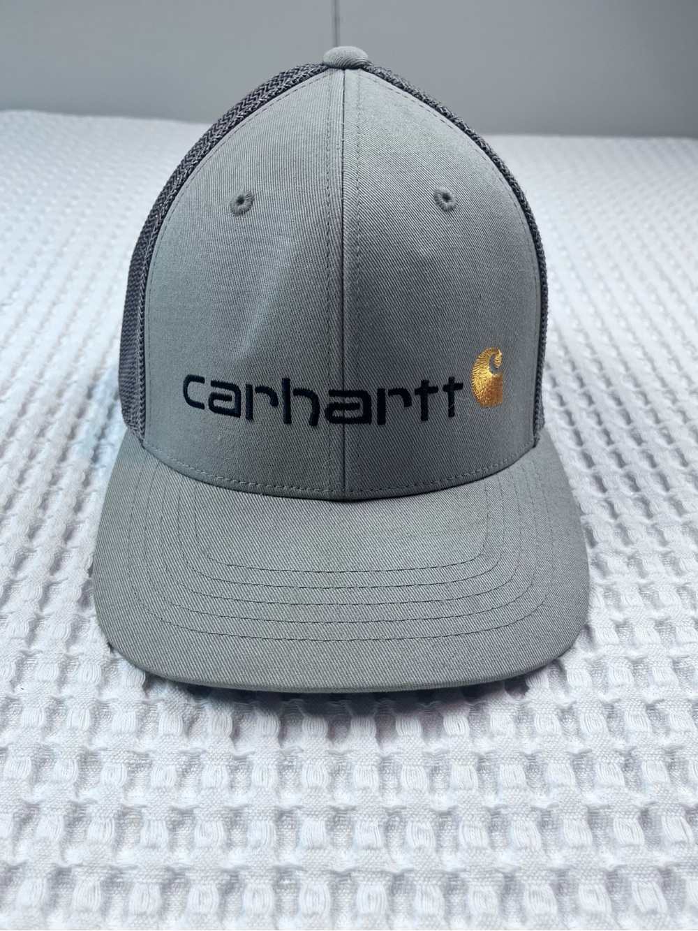 Carhartt FlexFit Mesh Back Baseball Cap Gray | Fitted Trucker Hat | Size L/XL/OS